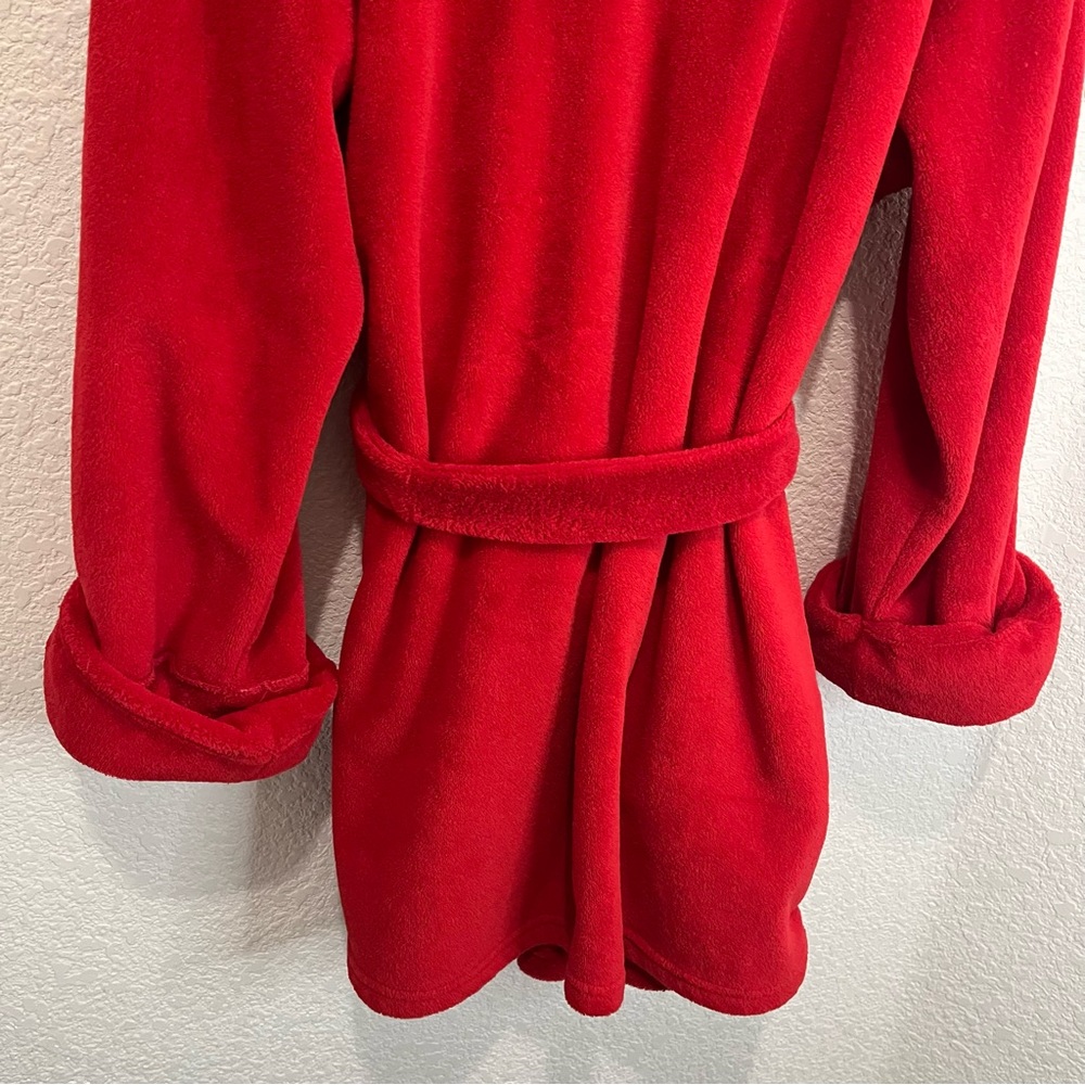 Sanrio Hello Kitty Red Plush Bath Robe Pockets Embroidered Womens Size L - Picture 10 of 14